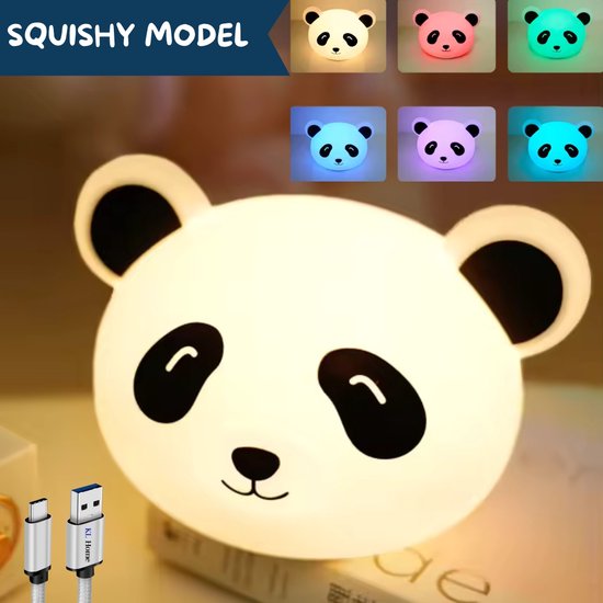 KL Home® - Panda nachtlampje kinderen - RGB kleuren - Usb oplaadbaar van KL Home