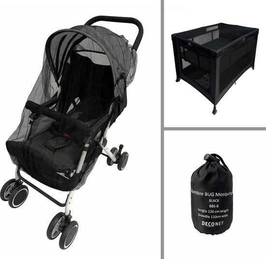 Klamboe Buggy, campingbedje en ledikantje BLACK 110x 120cm
