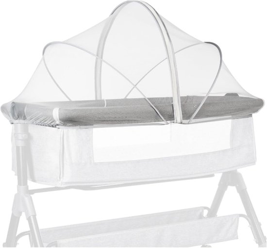 "Klamboe - Muggennet - Klamboe Bed - 95x55cm - Universeel Babynest voor Wieg en Ledikant - Ademend Muskietennet met 2-Wegrits en Elastische Steun - Geschikt voor Mini Wieg, Bedside Sleeper en Box - Wit"