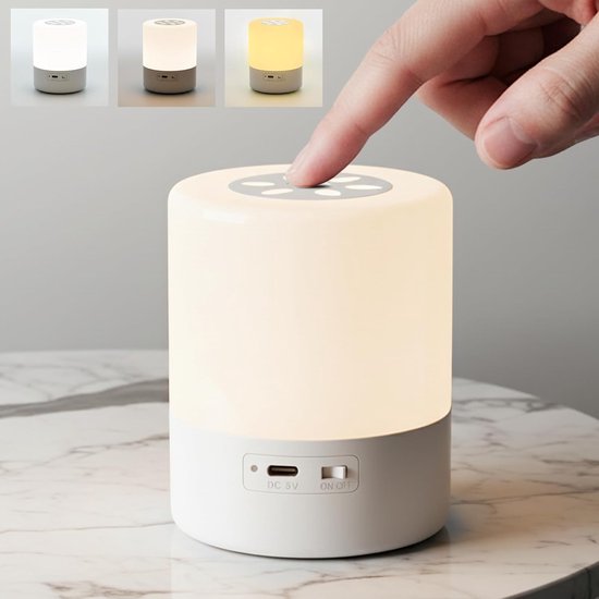 Klein, draadloos, oplaadbaar, dimbaar nachtlampje, geschikt voor slaapkamers, draagbaar nachtlampje, LED-strip voor kinderen, warm wit licht, cadeau voor de woonkamer (wit). van Merkloos