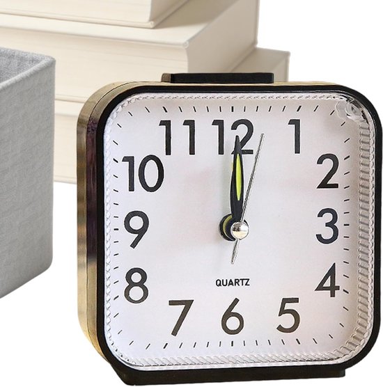 Kleine wekker - Bureau decor - Tijd management - Warme gele gloed - 9 cm breed - Enkel kenmerk