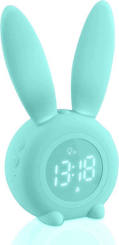 Kleurrijke Kinderwekker met Sluimerfunctie en Automatische Temperatuurweergave - Educatieve Slaaptrainer voor Kinderen - Speels Design met Kleurveranderend Display - Gezond Slaapritueel Bevorderen - Flexibele Stroom- en Batterijopties van Alecto