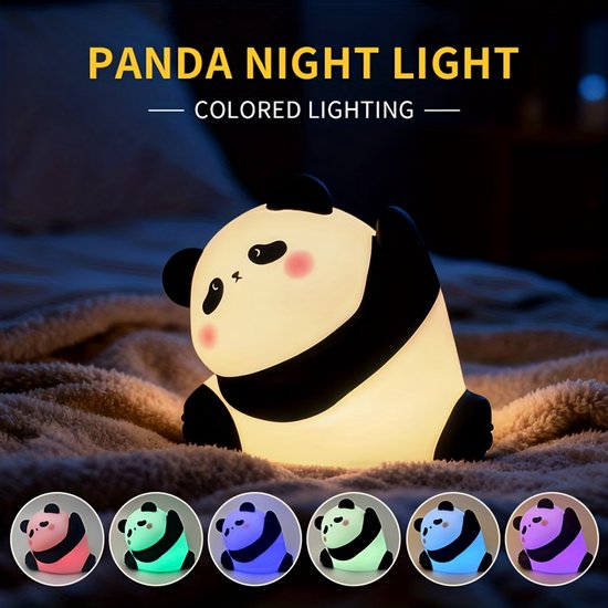 Kleurrijke Panda Nachtlamp - LED Sfeerverlichting met Timer & Touch Bediening