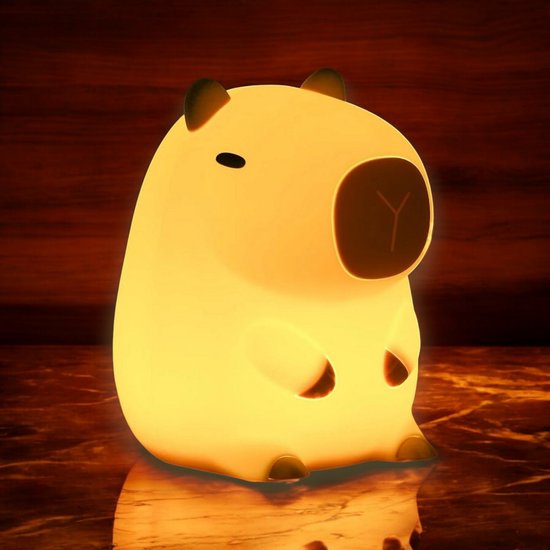 Klikkopers® - Capybara Lamp - Capibara Nachtlampje Kinderen & Baby - Siliconen Lampje Slaapkamer - Touch lamp - Knijplampje van Merkloos