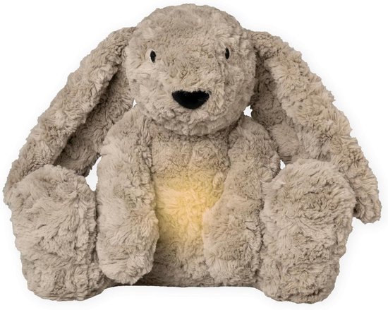 Knuffelkonijn met slaaptrainer - Zacht pluche dier - Rustig inslapen - Huil- en white noise functie - 28 cm - Taupe