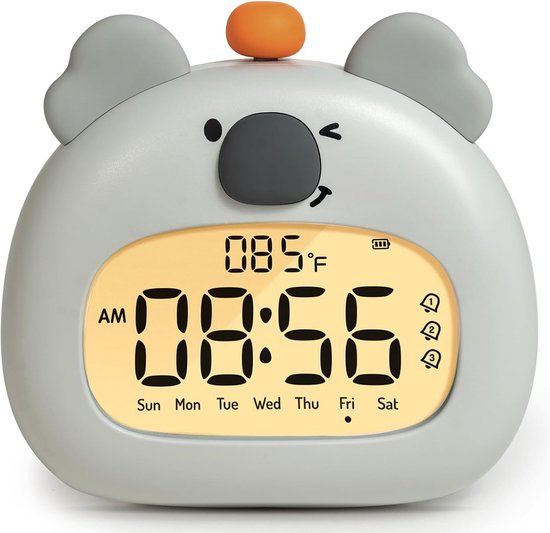 Koala-wekker met ontspannende werking, nachtlampje in de vorm van een bos, snel opladen via USB-C, 3 alarmen en timer, mindfulness-slaapkamerdecoratie, cadeau voor jongens en meisjes, tennisbal van Luminovum