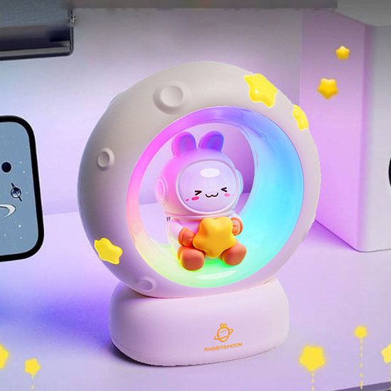 Konijn LED-nachtlampje voor kinderen - Oplaadbare tafellamp met aanraaksensor - Dimbare decoratieve bedlamp - Verjaardagscadeaus - Multicolor van Merkloos