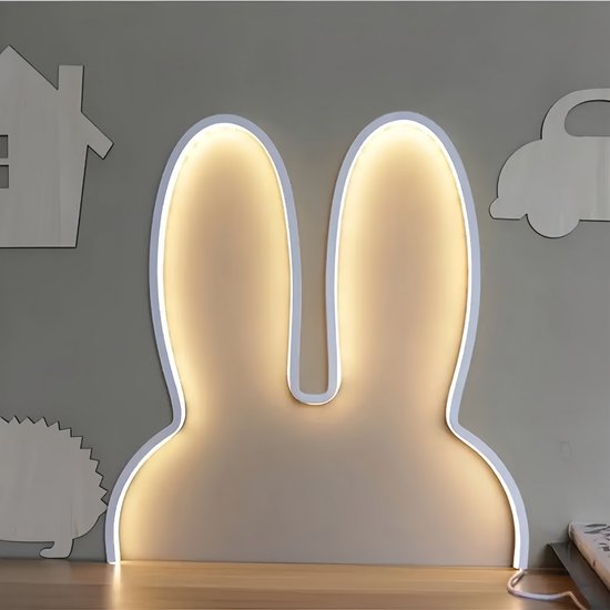 Konijn Nachtlamp LED – Wandlamp – Zonder Boren – Dimbaar – Warm Wit – Baby Kinder Kamer van Merkloos