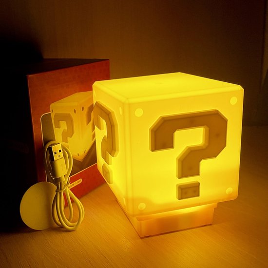 Kraftverdia LED Vraagteken Lamp - Leuk Nachtlampje met Geluid Bij Het aan en Uitzetten - USB Oplaadbare Bureaulamp / Bedlamp - Gaming Decoratie Cadeau voor Kinderen en Volwassenen van Merkloos