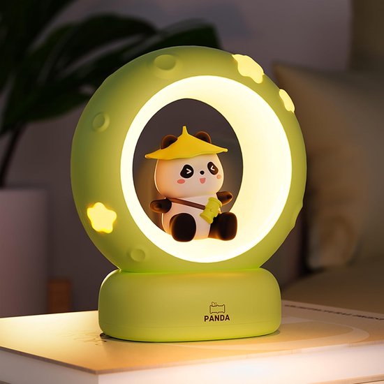 Kraftverdia - Nachtlamp - Nachtlampje voor kinderen - Panda Nachtlamp - Bedlamp - Nachtlampje Baby - 3-niveaus Dimbaar - Dimbaar via aanraakbediening - Werkt op batterijen - Voor bureau, slaapkamer, babykamer - Cadeau van Kraftverdia™