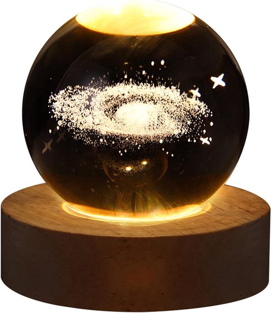 Kristallen Bol Lamp - Nachtlampje Decoratie - Sfeerverlichting Kamer - 3D Gegraveerd Patroon - 60 mm Bol - Nevel