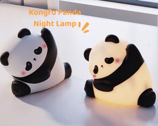 Kungfu Panda Nachtlamp – Schattige LED Kinderlamp van Siliconen – Oplaadbaar Bedlampje met Warm Licht – Nachtlampje voor Kinderkamer & Babykamer