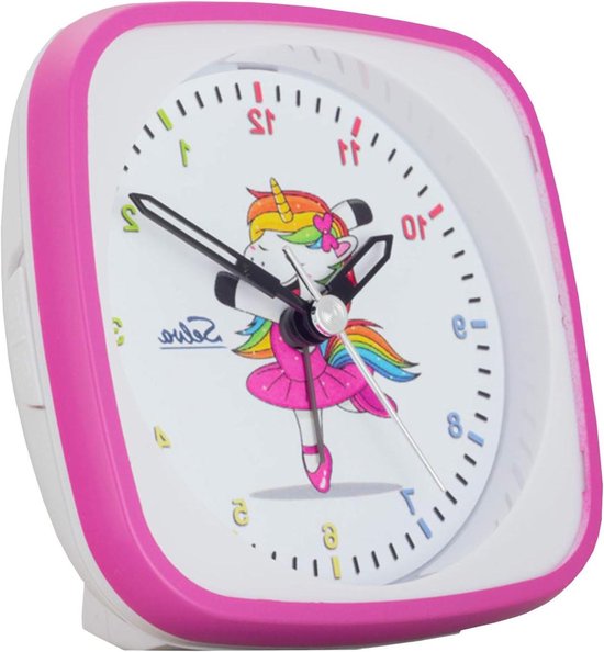 Kwartswekker Eenhoorn - Kinderwekker Ballerina - Leren Klokkijken - Stille Secondewijzer - 96 cm - Roze Wit