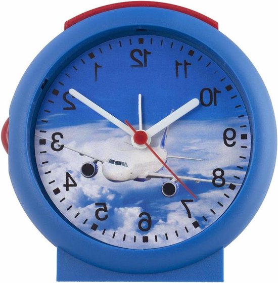 Kwartswekker Kinderen - Kinderwekker Vliegtuig - Tijd Leren - Met Licht en Snooze - 100 Gram - Blauw
