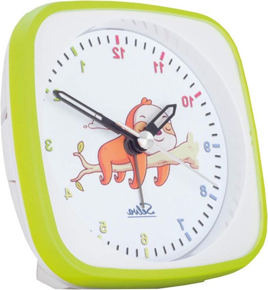 Kwartswekker Luiaard - Kinderwekker Stille - Wakker Worden - Sluipende Secondewijzer - 96 cm - Groen Wit