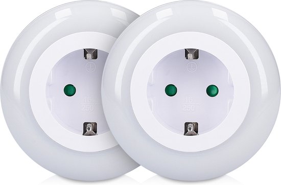 kwmobile 2x LED nachtlampjes tussenstekker - Nachtlampjes LED stopcontact - Nachtlampje verschillende kleuren - Nachtlicht met schemeringssensor van Merkloos