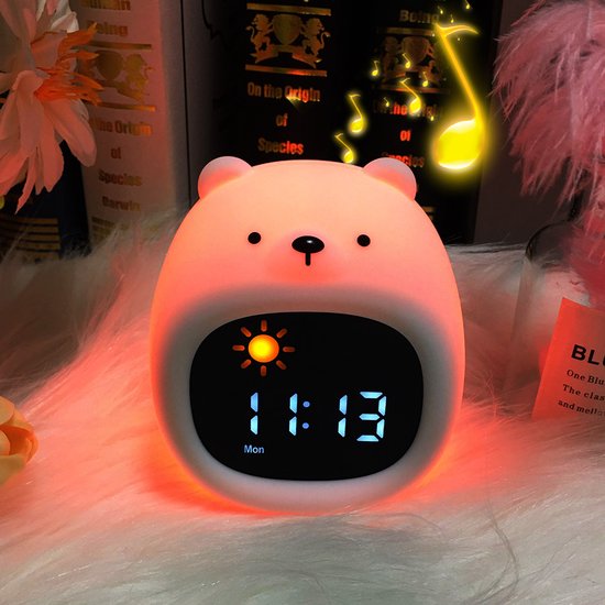 La Aster Slaaptrainer Beer - Kinderen met Nachtlampje en Wekker – Wake-up Light – White Noise – Oplaadbaar – Slaapcoach Baby en Peuter van Merkloos