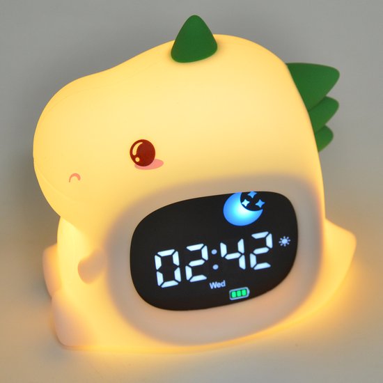 La Aster Slaaptrainer Dino - Kinderen met Nachtlampje en Wekker – Wake-up Light – White Noise – Oplaadbaar – Slaapcoach Baby en Peuter van Merkloos