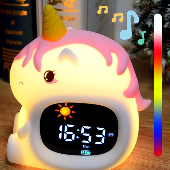 La Aster Slaaptrainer Eenhoorn - Kinderen met Nachtlampje en Wekker – Wake-up Light – White Noise – Oplaadbaar – Slaapcoach Baby en Peuter van Merkloos