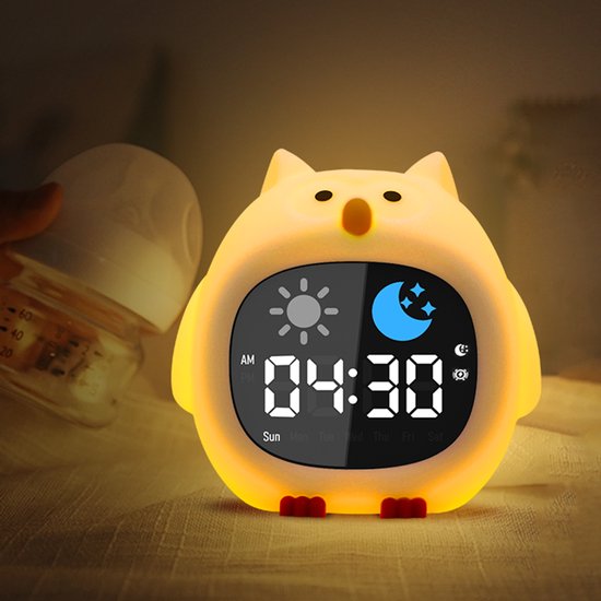 La Aster Slaaptrainer Uil - Kinderen met Nachtlampje en Wekker – Wake-up Light – White Noise – Oplaadbaar – Slaapcoach Baby en Peuter van Merkloos