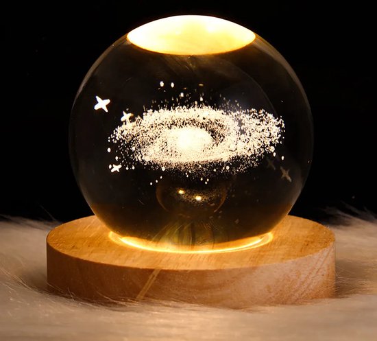 LAMON® LED Kristallen Tafellamp - USB 3D Maan Galaxy Globe Nachtlampje - Kinderen Kerst Decoratie Cadeau (Melkweg) van Merkloos