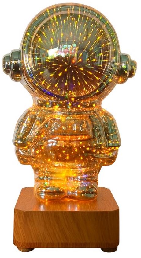 Lamp astronaut met vuurwerkeffect - Nachtlampje kinderen - Kinderlampje - 3D lamp LED tafellamp van Merkloos