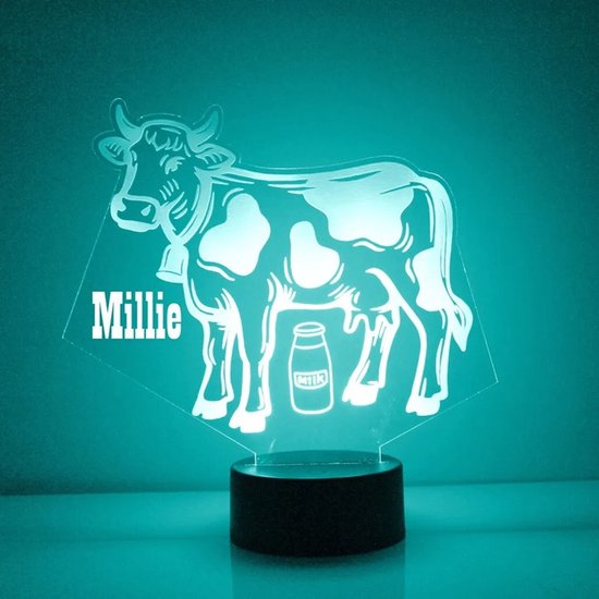 Lamp koe met naam - boerderijdieren - gepersonaliseerd - nachtlamp - boerderij van Puzione