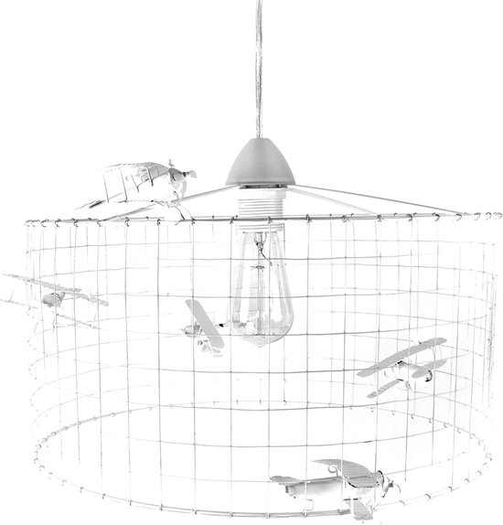 Lamp Vliegtuig-Hanglamp Kinderkamer met Vliegtuigen-lamp met vliegtuigjes-vliegtuiglamp-kinder hanglampen-lamp jongenskamer-lamp kinderkamer-lamp babykamer-Wit Ø40cm. van Merkloos