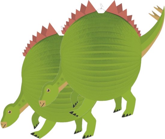Lampion Dinosaurus - 2x - D25 cm - groen - karton - dino - sint maarten - 11 november