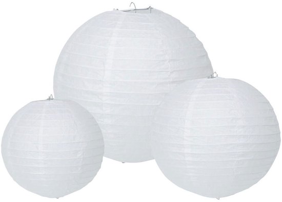 Lampion papier rosegoud wit decoratie set van 6 multicolor feest. van Merkloos
