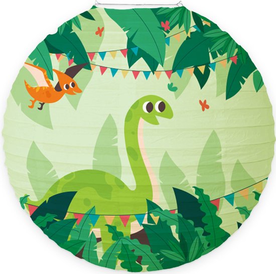 Lampion - Sint Maarten - Lampionstokje - Lichtje - Dino - Treklampion - Papier - Kind - Groen - Versiering - 1 Stuk