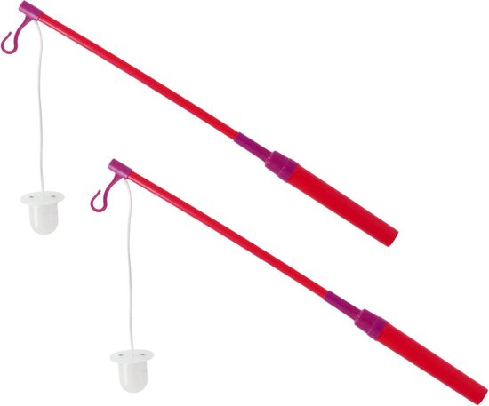 Lampionstokje - 2x - met LED lichtje - incl. batterijen - 40 cm - rood