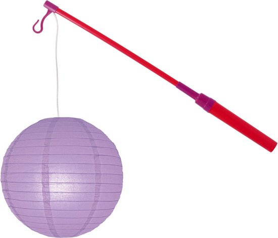 Lampionstokje 40 cm - met lampion - lila paars - D25 cm - Sint Maarten