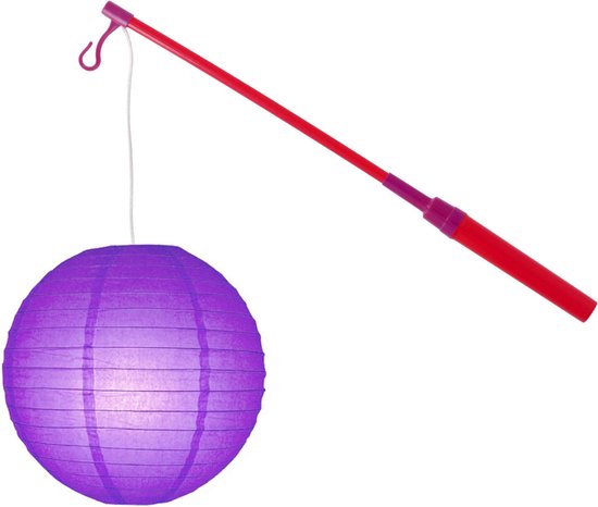 Lampionstokje 40 cm - met lampion - paars - D25 cm - Sint Maarten