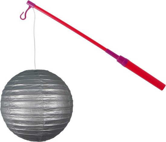Lampionstokje 40 cm - met lampion - zilver - D25 cm - Sint Maarten