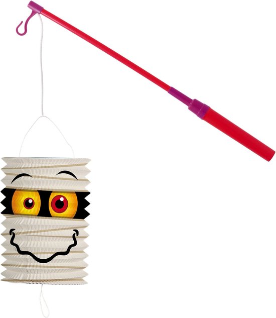 Lampionstokje 40 cm - met mummie lampion - wit - H22 cm - Sint Maarten