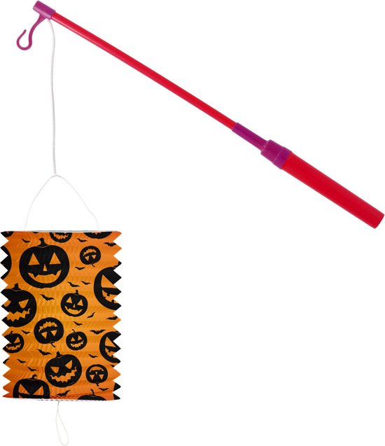 Lampionstokje 40 cm - met pompoen lampion - oranje - H22 cm - Sint Maarten