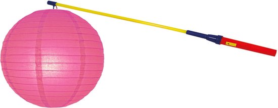 Lampionstokje 50 cm - met lampion - fuchsia roze - D25 cm - Sint Maarten