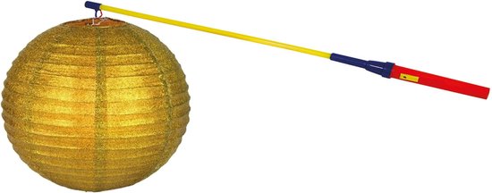 Lampionstokje 50 cm - met lampion - gouden glitters - D25 cm - Sint Maarten