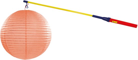 Lampionstokje 50 cm - met lampion - perzik oranje - D25 cm - Sint Maarten