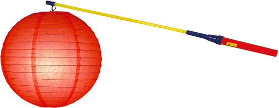 Lampionstokje 50 cm - met lampion - rood - D25 cm - Sint Maarten