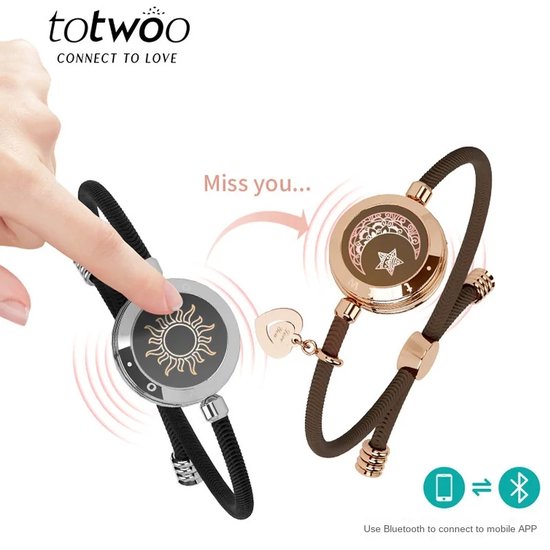 Lange Afstand Touch Armbanden met Verlichting en Trilling voor Stelletjes - Slimme Sun & Moon Liefdesarmbanden - Perfecte Cadeaus voor Relaties op Afstand, Digitale Armbanden voor Koppels