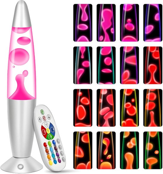 Lavalamp voor Kinderen en Volwassenen met Kleurverandering - 17 Kleuren en 4 Modussen voor Sfeerverlichting in Slaapkamer of Woonkamer van Merkloos