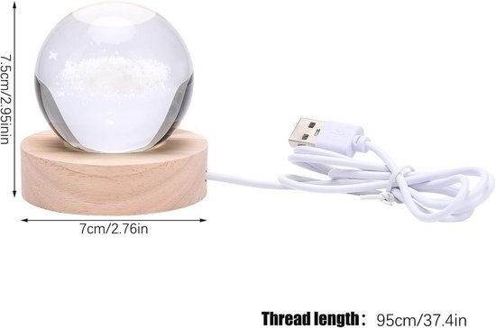 LED 3D Maan Crystal Bal Nachtlampje voor Slaapkamer en Kinderkamer van Merkloos