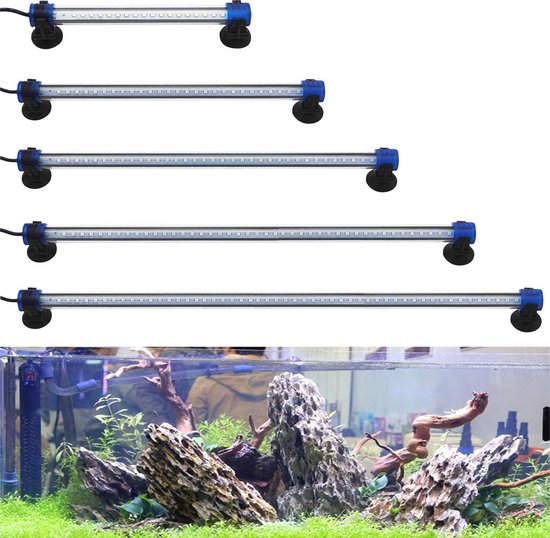 LED aquariumlamp wit en blauw, waterdicht, energiebesparend, voor aquariumplanten en decoratie van $
