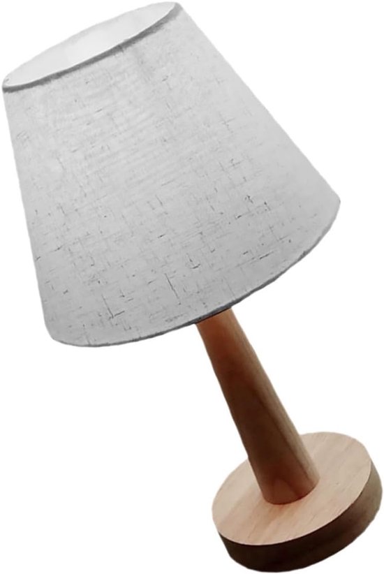 Led Bedlamp - Nachtkastje Lamp - Lezen en Decoratie - Massief Houten Basis - 17x17x17 cm - Khaki