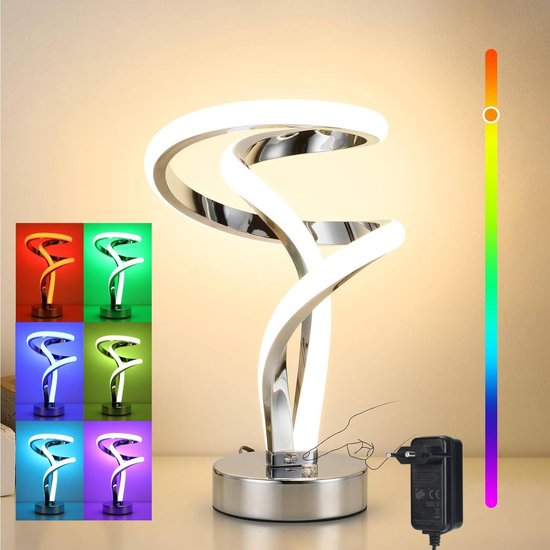 LED Bedlamp - Tafellamp - Dimbaar - Touchbediening - 10W - Spiraalvormig Design - RGB Kleuren - Slaapkamerlamp - Nachtlampje - 7 Kleurmogelijkheden - Modern - Woonkamer - Sfeerverlichting van Merkloos
