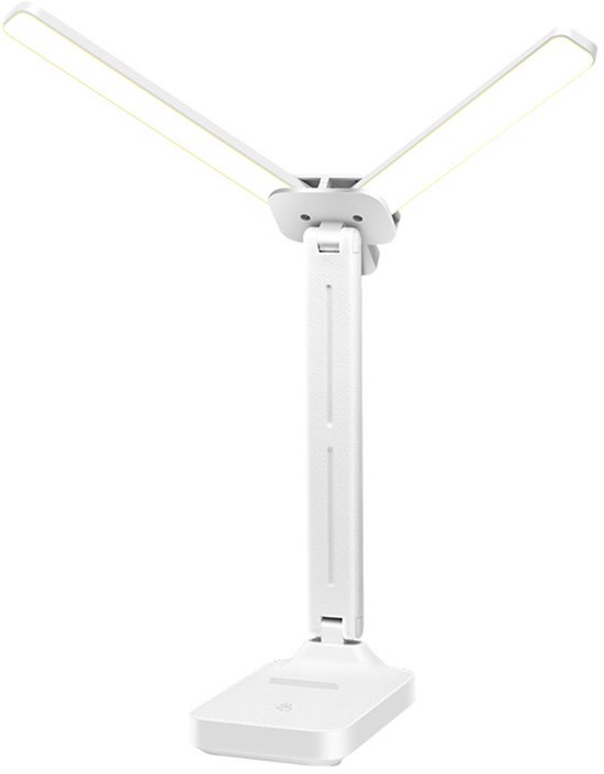 LED Bureaulamp – Oplaadbaar met USB – Touch Control Dimmer – Dubbele Lichtarm – Oogbescherming – Moderne Tafellamp voor Lezen en Studeren – Kleurtemperatuur Instelbaar