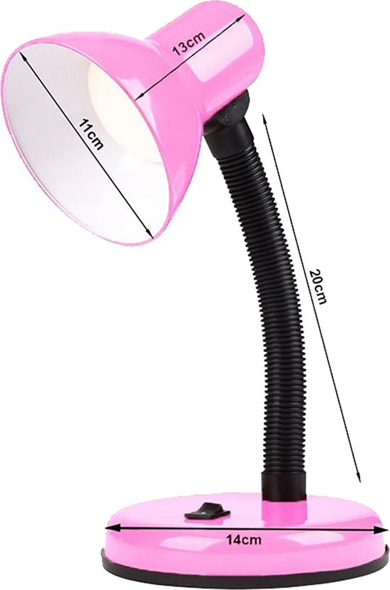 LED Bureaulamp - Velvin Brin - E27 Fitting - Aan/Uit Schakelaar - Flexibele Arm - Roze