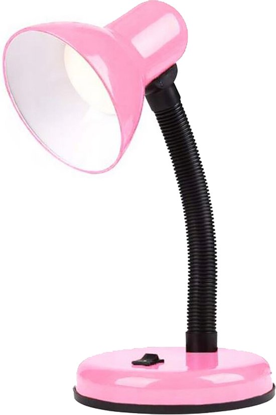 LED Bureaulamp - Velvir Brin - E27 Fitting - Aan/Uit Schakelaar - Flexibele Arm - Roze